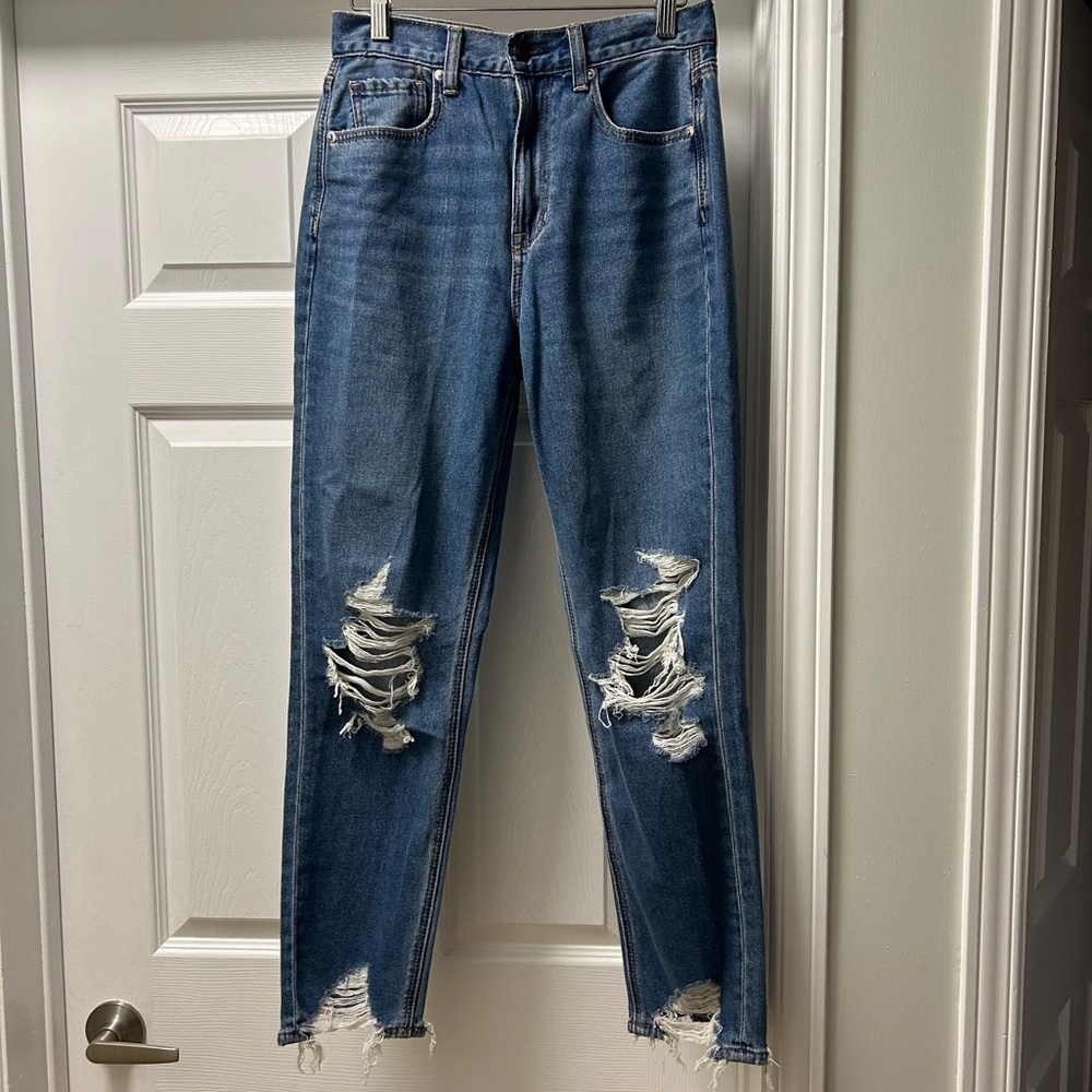 American Eagle - Raw Hem Ripped Mom Jeans